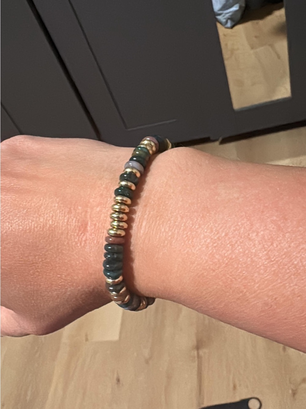 Gold and Green Beaded Bracelet - Women Jewelry